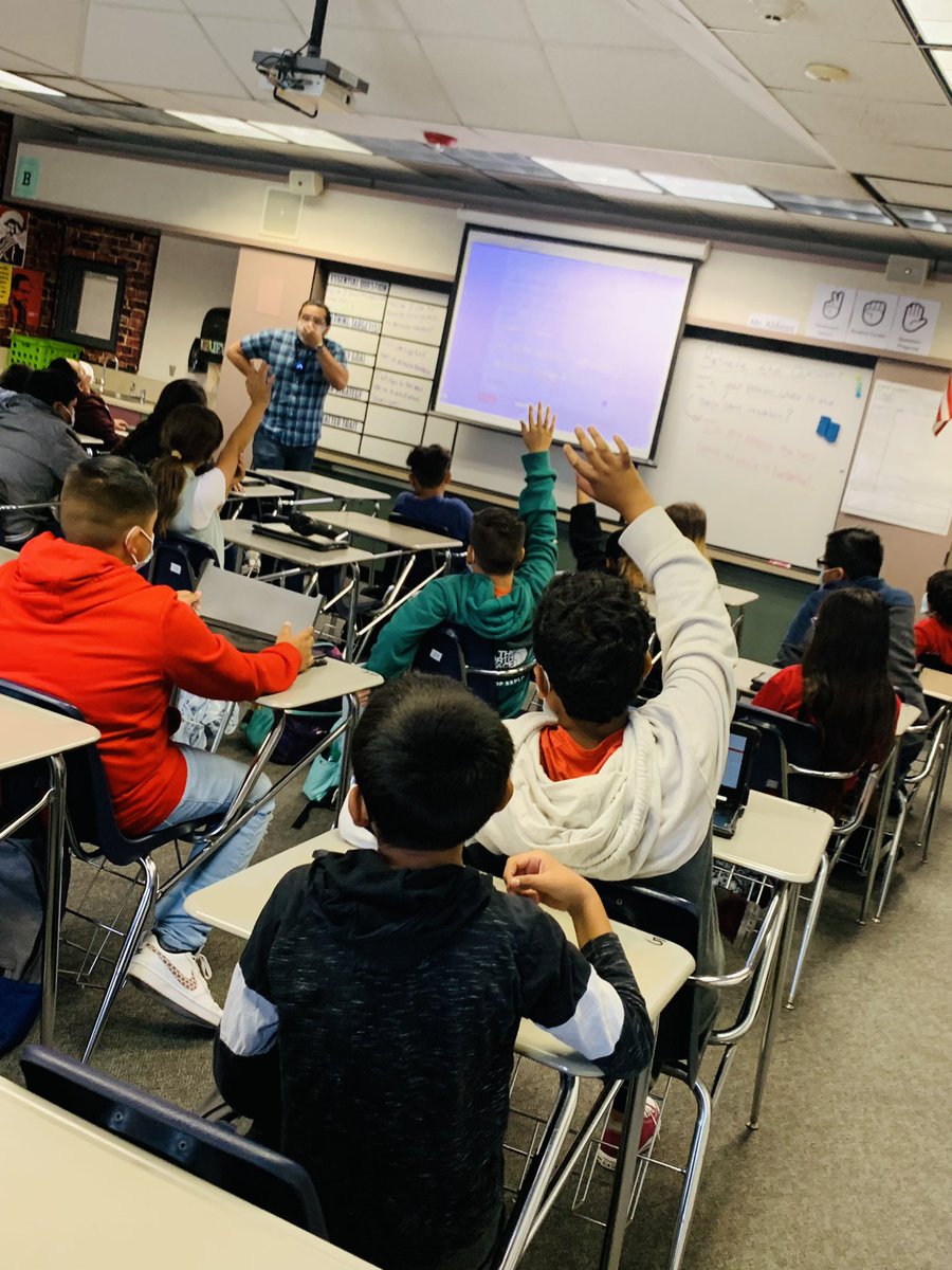 cmontes_TRMS's tweet photo. In Mr. Aldana's class students are about to engage in a discussion &amp; his kids are ready to share out their thoughts &amp;opinions! It is great how he teaches students to form opinions &amp;arguments, while coaching them on giving multiple examples of why they formed their opinion!🙌🏼📝📚 https://t.co/QlVx945j7o