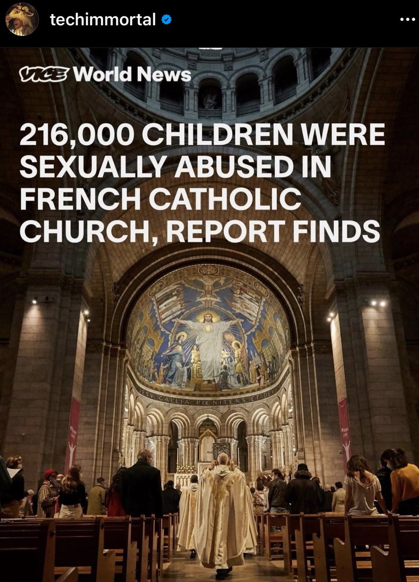 ImmortalTech's tweet photo. France Catholic Church Scandal reports hundreds of thousands of victims since the 1950’s… https://t.co/gNSzO3Vpyb