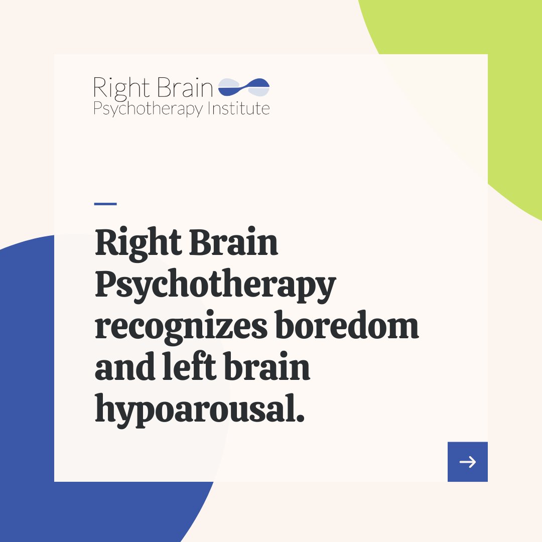 allanschore's tweet photo. Do you ever wonder why you feel bored in a therapy session? Right Brain Psychotherapy recognizes boredom and left brain hypoarousal. Get out of the left brain and into the vitality of the right brain.

Learn more here: https://t.co/c2rQKvQZU8
#rightbrainpsychotherapy https://t.co/ct3yT983bF