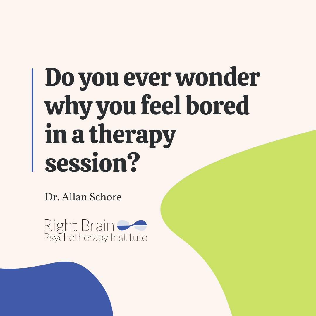 allanschore's tweet photo. Do you ever wonder why you feel bored in a therapy session? Right Brain Psychotherapy recognizes boredom and left brain hypoarousal. Get out of the left brain and into the vitality of the right brain.

Learn more here: https://t.co/c2rQKvQZU8
#rightbrainpsychotherapy https://t.co/ct3yT983bF
