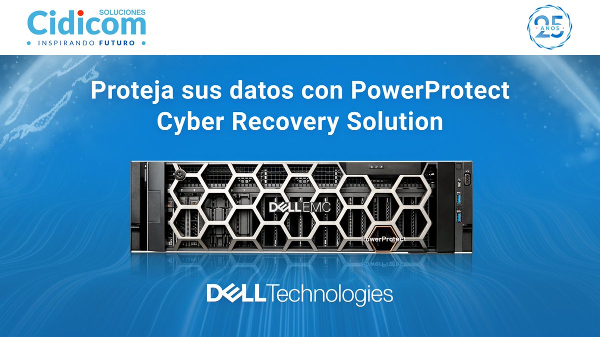 cidicomar's tweet photo. La pérdida de información decisiva puede ser devastadora tras un ataque cibernético y de #ransomware. Identifique la actividad sospechosa con PowerProtect Cyber Recovery de @delltechlatam, que aísla datos cruciales y acelera la recuperación. Contáctenos: https://t.co/bC7iGaWK3E https://t.co/ljRzOkIuTc