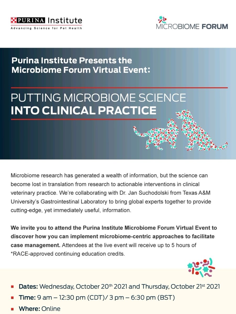 #ESCG members, an invite to this exciting @Purina forum will be in your inbox soon, so keep your eyes peeled! #microbiome #nutrition #veterinarymedicine #smallanimal #gastroenterology #GITwitter #vetslife