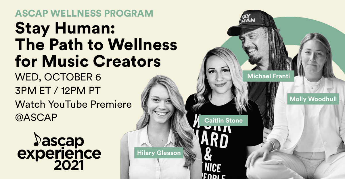 ASCAP (@ascap) on Twitter photo PREMIERING NOW! Stay Human: The Path to Wellness for Music Creators with <a href="/michaelfranti/">Michael Franti</a> and a roundtable of experts.
WATCH >> youtube.com/watch?v=mGk2ax… PREMIERING NOW! Stay Human: The Path to Wellness for Music Creators with <a href="/michaelfranti/">Michael Franti</a> and a roundtable of experts.
WATCH >> youtube.com/watch?v=mGk2ax…
