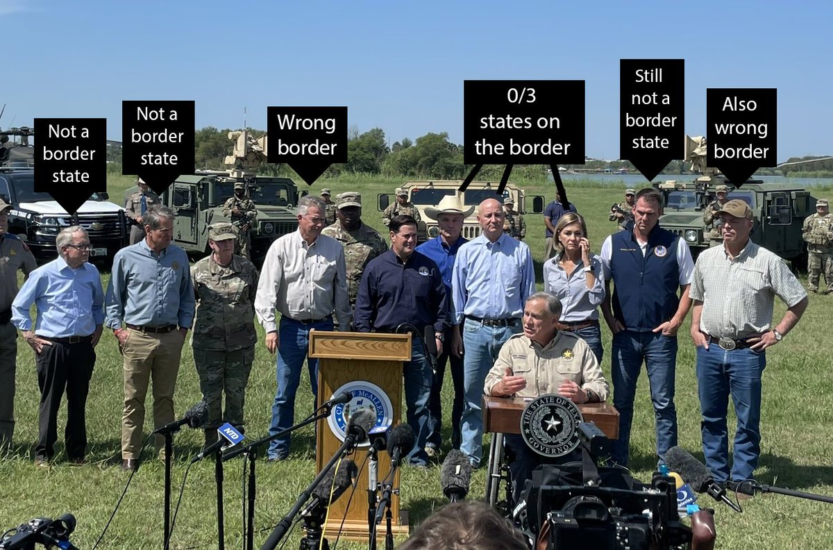 10 Republican governors flocked to the southern border today.