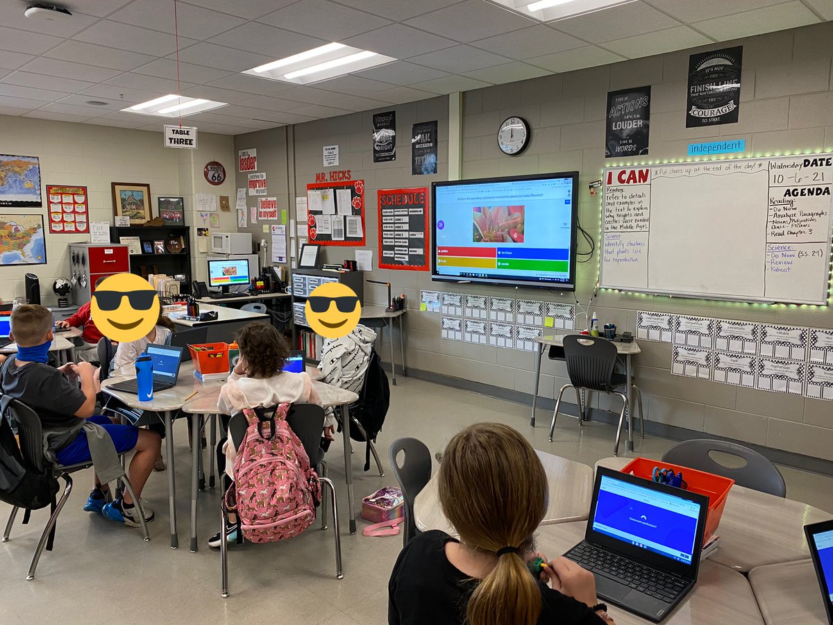 Logan_Hicks14's tweet photo. Formative assessments all day! This morning, my reading classes used Plickers to assess our knowledge of nouns and adjectives. In science, we played Kahoot to review plants structures used for reproduction before our Brain Party this week. @CESredhounds @CorbinInstruct https://t.co/zn36F0FpcA