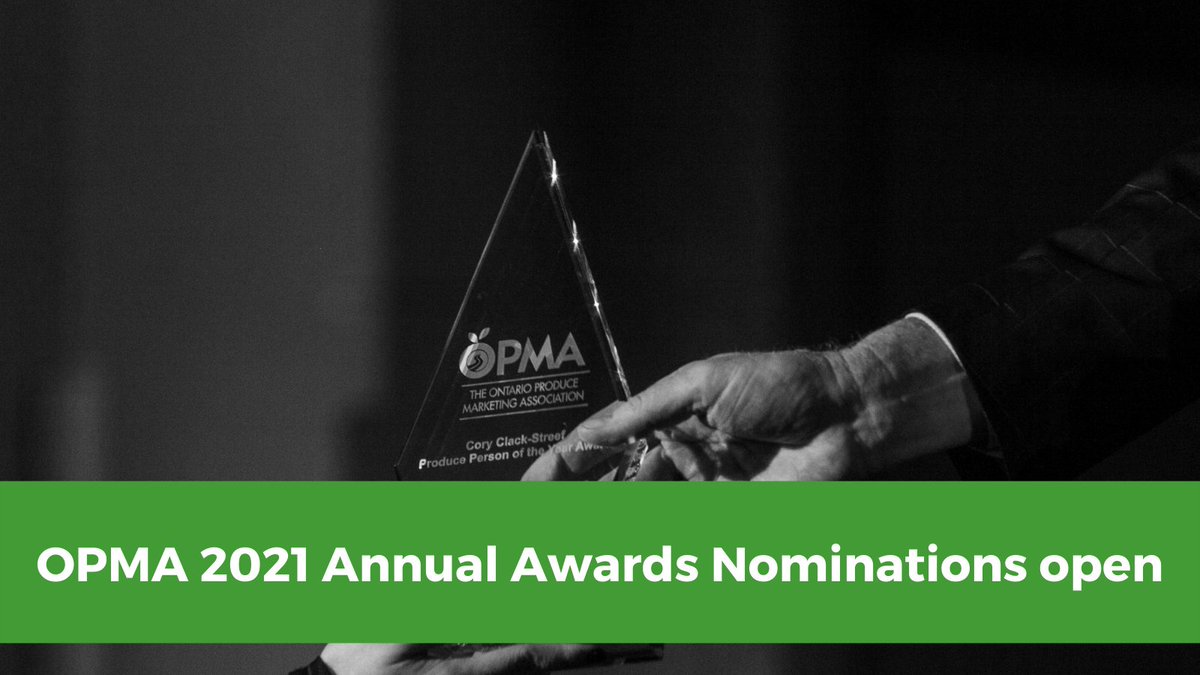 ONTProduce's tweet photo. OPMA’s Annual Awards nominations are open! Each year, the Ontario produce industry honours outstanding persons &amp; organizations. Nominate deserving individuals who you work or interact with by October 25, 2021. View nomination form &amp; awards criteria here: https://t.co/hOEKiK1ENe🏆 https://t.co/tUpmoq5GhB