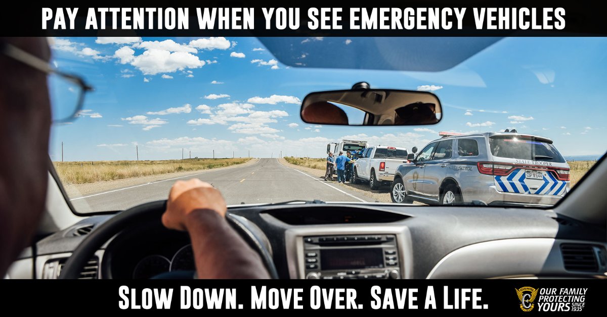 CSP_News's tweet photo. The #MoveOver law exists in all 50 states and saves lives.  No excuses.  See the lights?  Move over at least one lane.  Our families thank you. https://t.co/olmpEc1Pb5