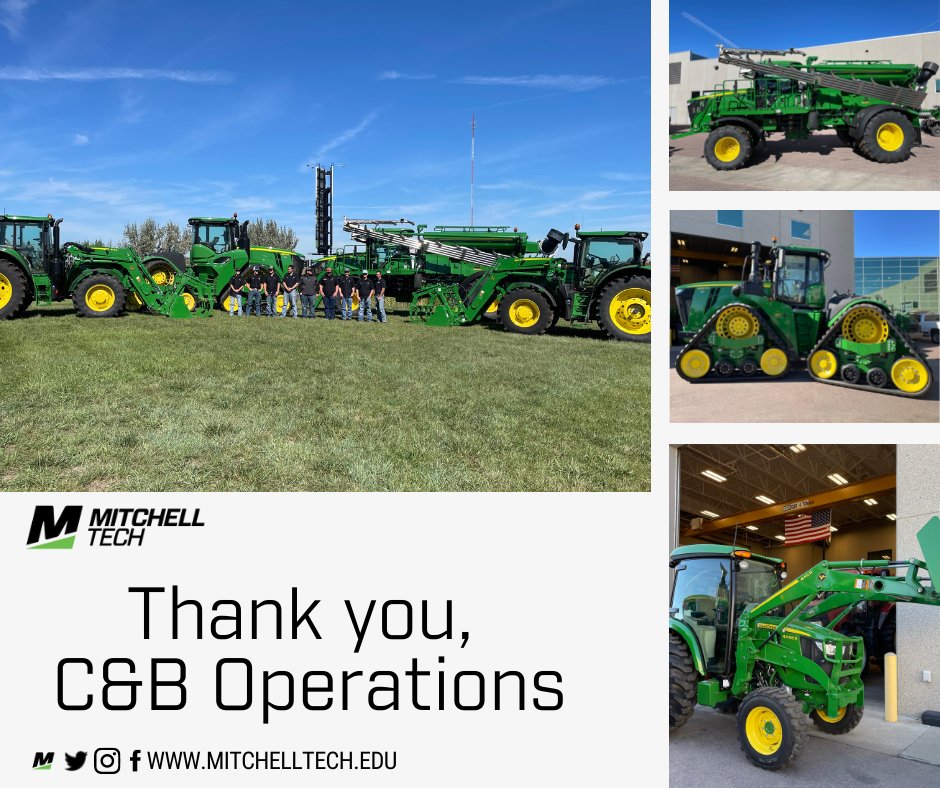 MitchellTech's tweet photo. A special thanks to C&B Operations for all the equipment our students will get exposed to this year. We appreciate your partnership! #southdakota #mitchelltech #candboperations #college https://t.co/u3xoYmQxA0