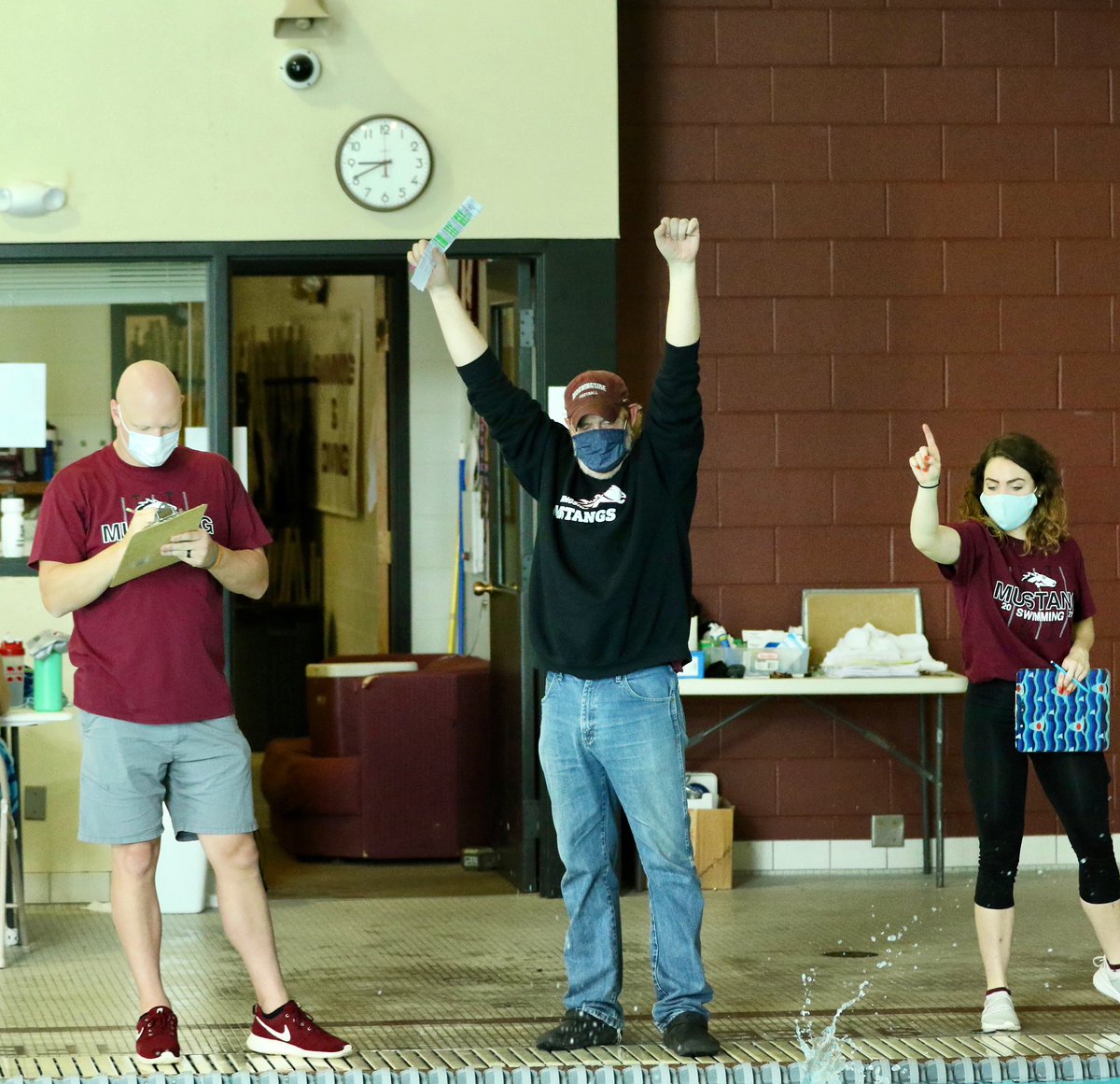Happy National Coaches Day!!🐴

•Head Coach Bryan Farris has been with the team since 2012 &amp; swam at the U of Iowa 

•Head Assistant Coach James Svoboda is a Morningside Alumni &amp; has coached since 2017

•Assistant Coach Grace Nordquist is a Morningside Alumni &amp; started in 2020