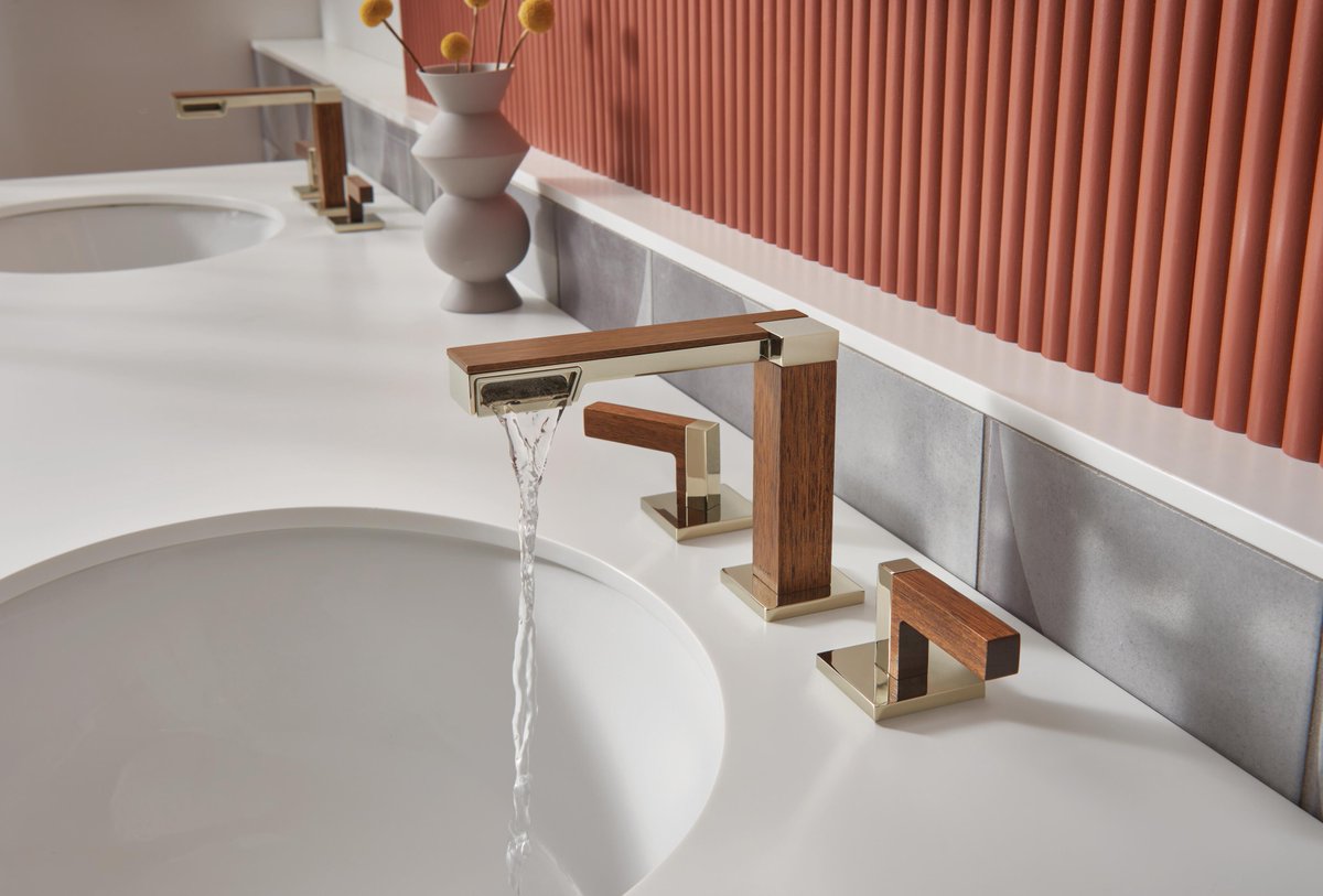 brizo's tweet photo. The Frank Lloyd Wright Widespread faucet challenges convention with unorthodox water flow, and in doing so, honors Wright's legacy. https://t.co/FTRVpHkfA5 https://t.co/o0CgW5e0ls