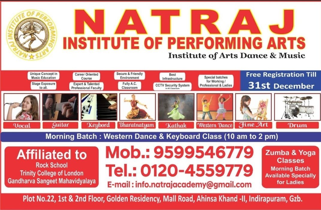 ranarahuldestro's tweet photo. #BestDanceClassee
#BestMusicSchool
#BestDanceSchool
#BestKeyboardClasses
#BestPianoClasses
#BestGuitarClasses
#BestWesternDanceClasses
#BestKathakClasses
#BestDrawingClasses
#BestArtClasses
#BestVocalClasses
#BestSingingClasses
#BestPerformingArtsSchool
#DanceInstitute #Music https://t.co/PMVu2wHoHQ