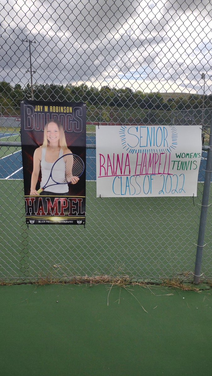 JMRHSTennis's tweet photo. Senior day for our ONE and only senior Raina Hampel. #Classof2022 #bulldogtennissenior https://t.co/SmYEyDleeI