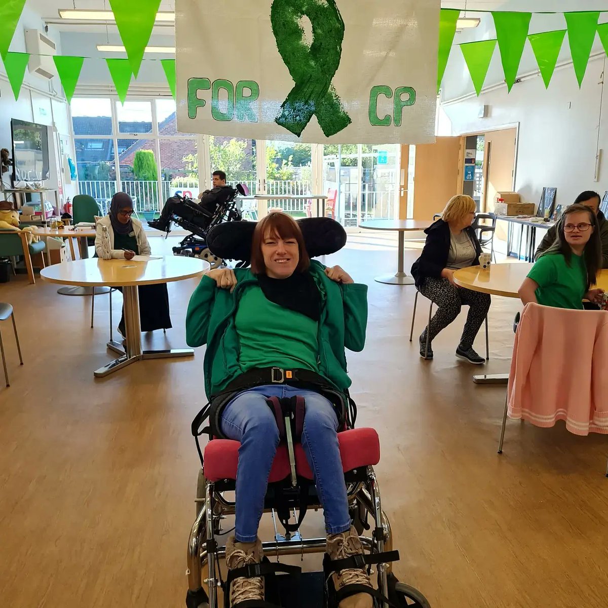 CPMidlands's tweet photo. Celebrating @WorldCPDay @CPMidlands #Harborne charity today to raise awareness for #cerebralpalsy #gogreenforcp #cp4life #inclusionmatters https://t.co/lqyt203DGd