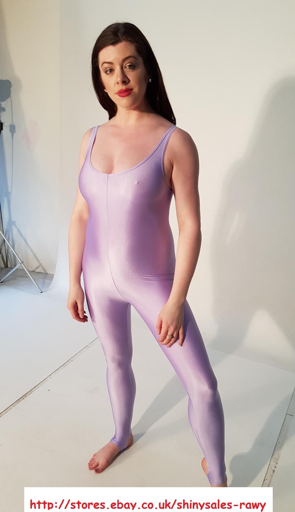 ShinySalesRawy on X: Lilac Shiny Spandex Catsuit added For Sale