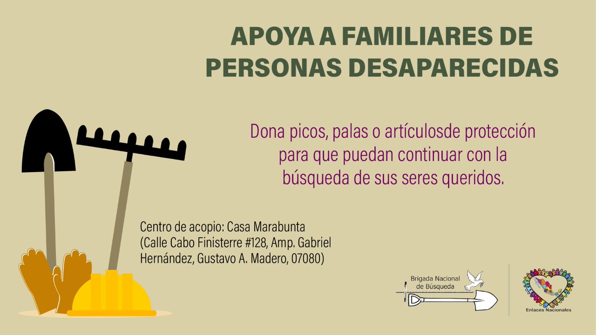 brigadabuscando's tweet photo. 📣¿Cómo puedes apoyar a la VIBNB?
 ✨Dona materiales para la búsqueda de los familiares, Casa Marabunta se encargará de recibirlos en la CDMX.📍Dona en línea
Paypal (MX): https://t.co/IrNWOPqQZp
Gofundme (USD):  https://t.co/MJPatKvX7f
➡ https://t.co/pn6LJ3u5Tv #ApoyaLaBúsqueda https://t.co/WetBeNLXXg
