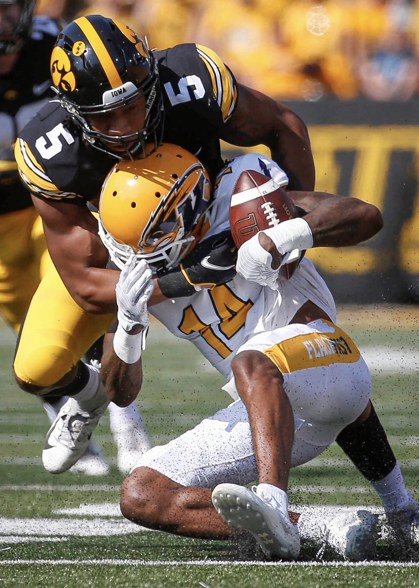 PFF_College's tweet photo. Iowa’s Jestin Jacobs is the ONLY LB in College Football to have 75+ grades in:

💥 Coverage
💥 Run defense 
💥 Pass rush https://t.co/IfH07bKQ3J