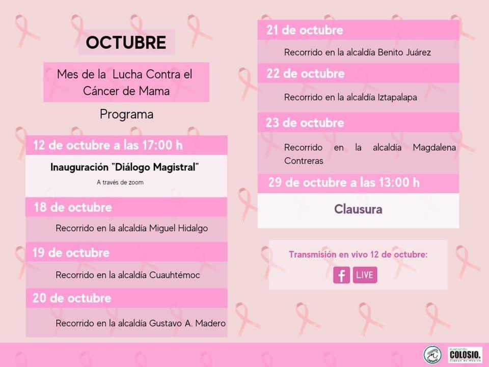 FColosioCDMX's tweet photo. La Fundación y el @ONMPRICDMX compartimos el calendario de actividades para octubre. ¡Nos unimos a la lucha contra el cáncer de mama! 
#PRImeroChécate 
 @BetanzosOficial @TaniaLariosMX @MonsePCedeno @MaribelVillaseD  @MonseArcosV @pepemuratmx https://t.co/c3ox2vmkWx