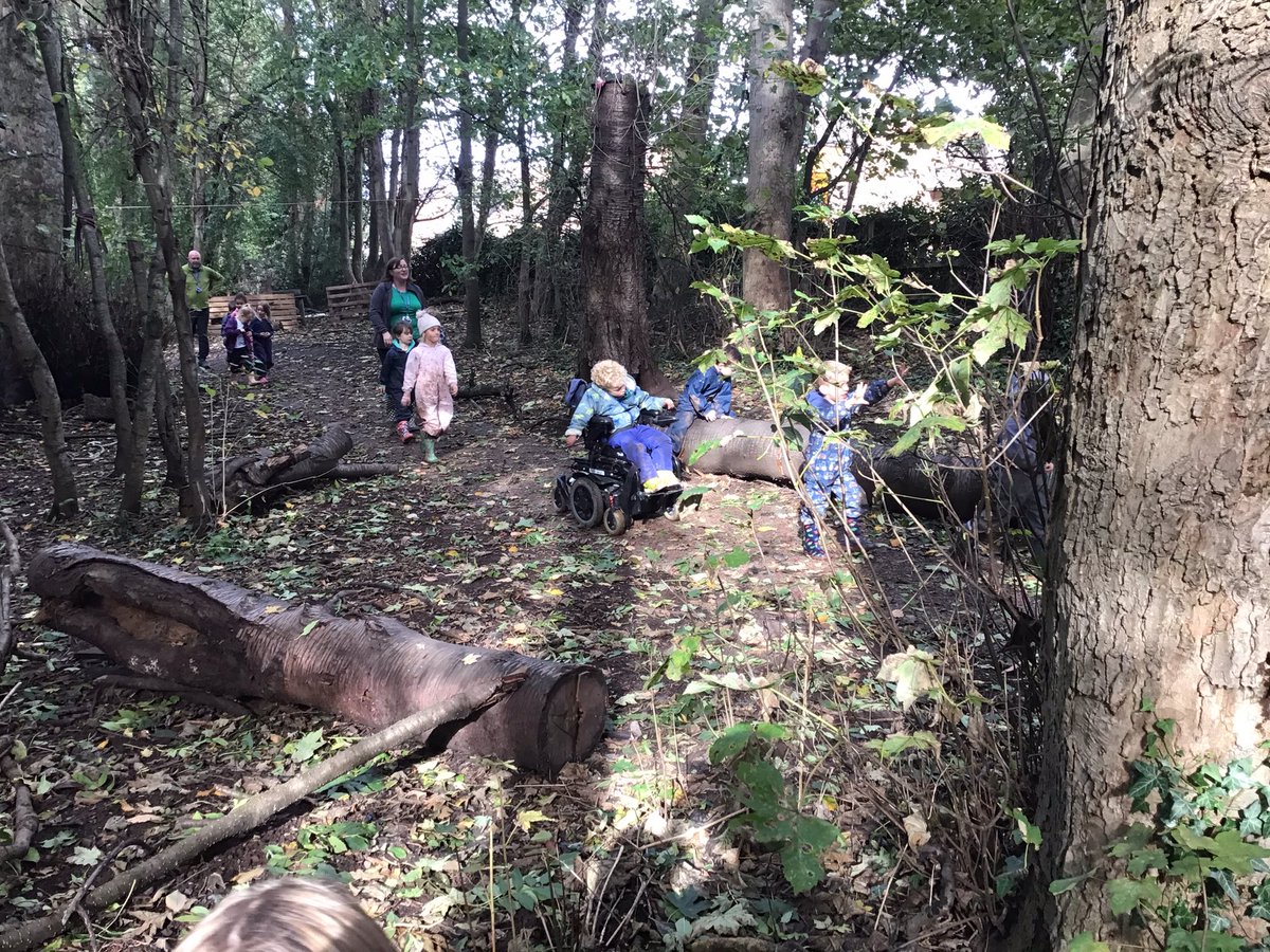 MrsST6's tweet photo. Raising awareness through @WorldCPDay today. The children all wore green and we finished the day off with our Wild Wednesday session. Our newly laid path has certainly made our woodland sessions more accessible for all! @walton_primary https://t.co/7NN5iO32hV