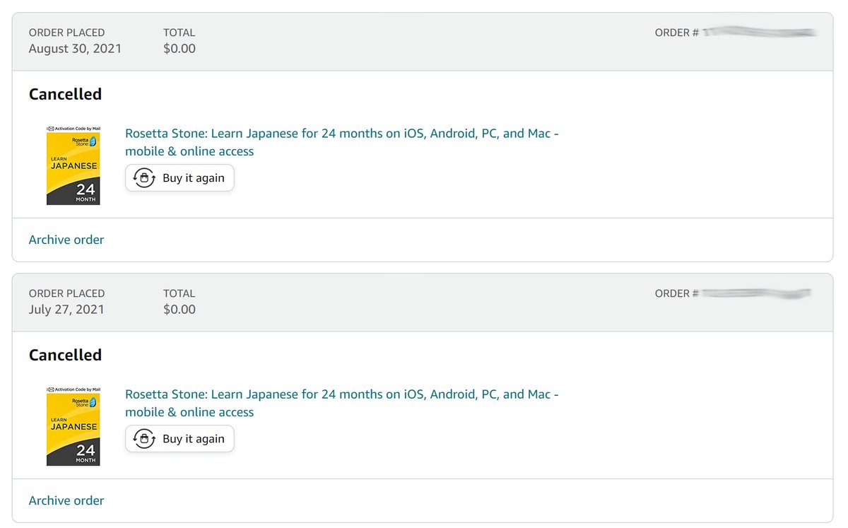 LisaSheaAuthor's tweet image. I&apos;ve been trying to buy the @rosettastone #Japanese software from @AmazonHelp since July 27. It never arrives. Every time I talk to #Amazon staff they say &apos;cancel the previous order and try again&apos;. I talked with Amazon today. Guess what the typo-filled chat support person said.