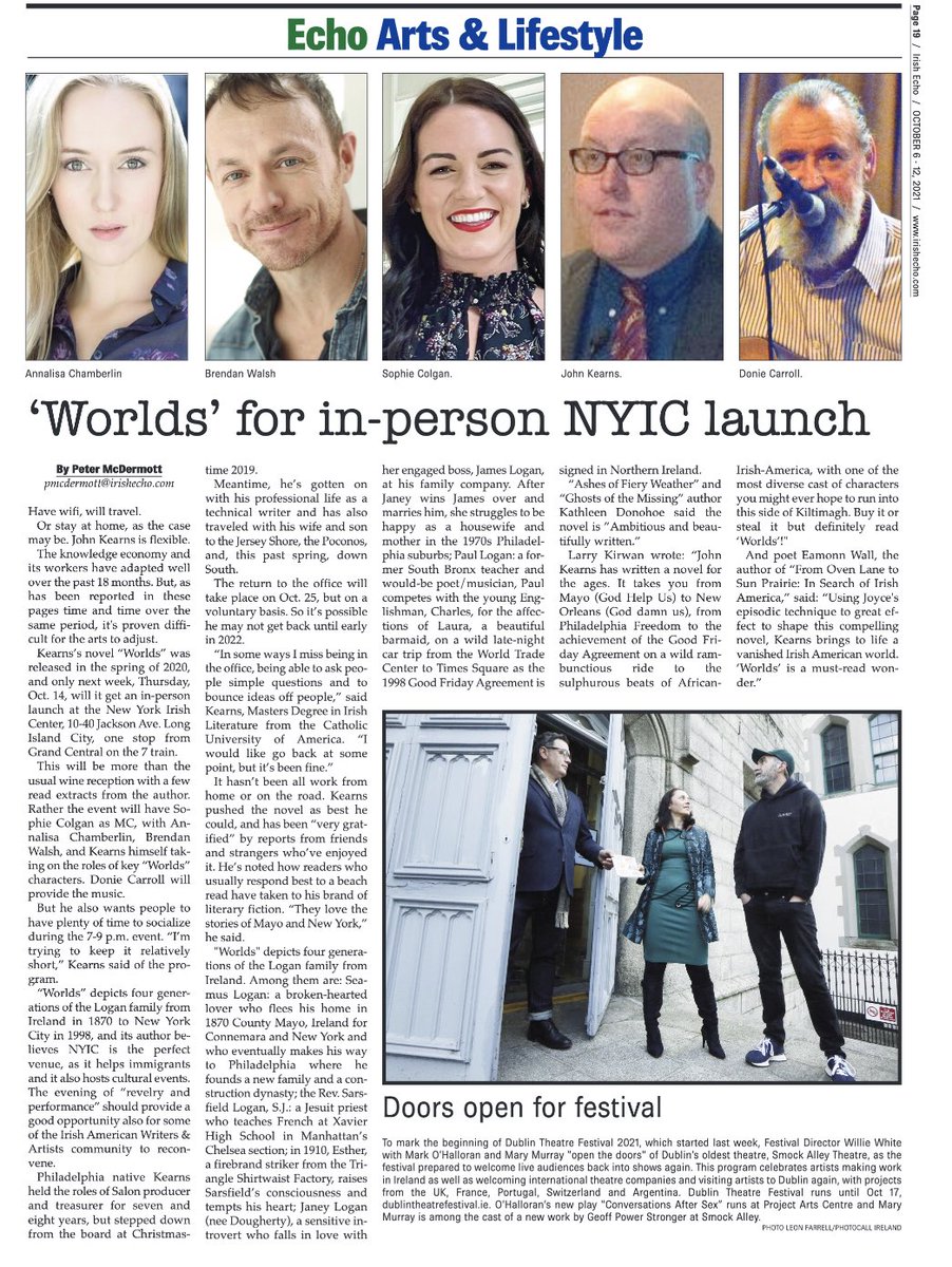 KearnsWriter's tweet photo. “Worlds” book launch hosted by @colgan_sophie on 10/14 at NY Irish Center. Visit https://t.co/vQoRbnOofW. https://t.co/6Mqp8Xkrcb