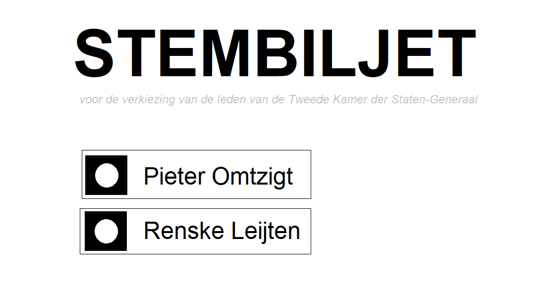 Mijn voorstel voor een kleiner en overzichtelijker stembiljet.