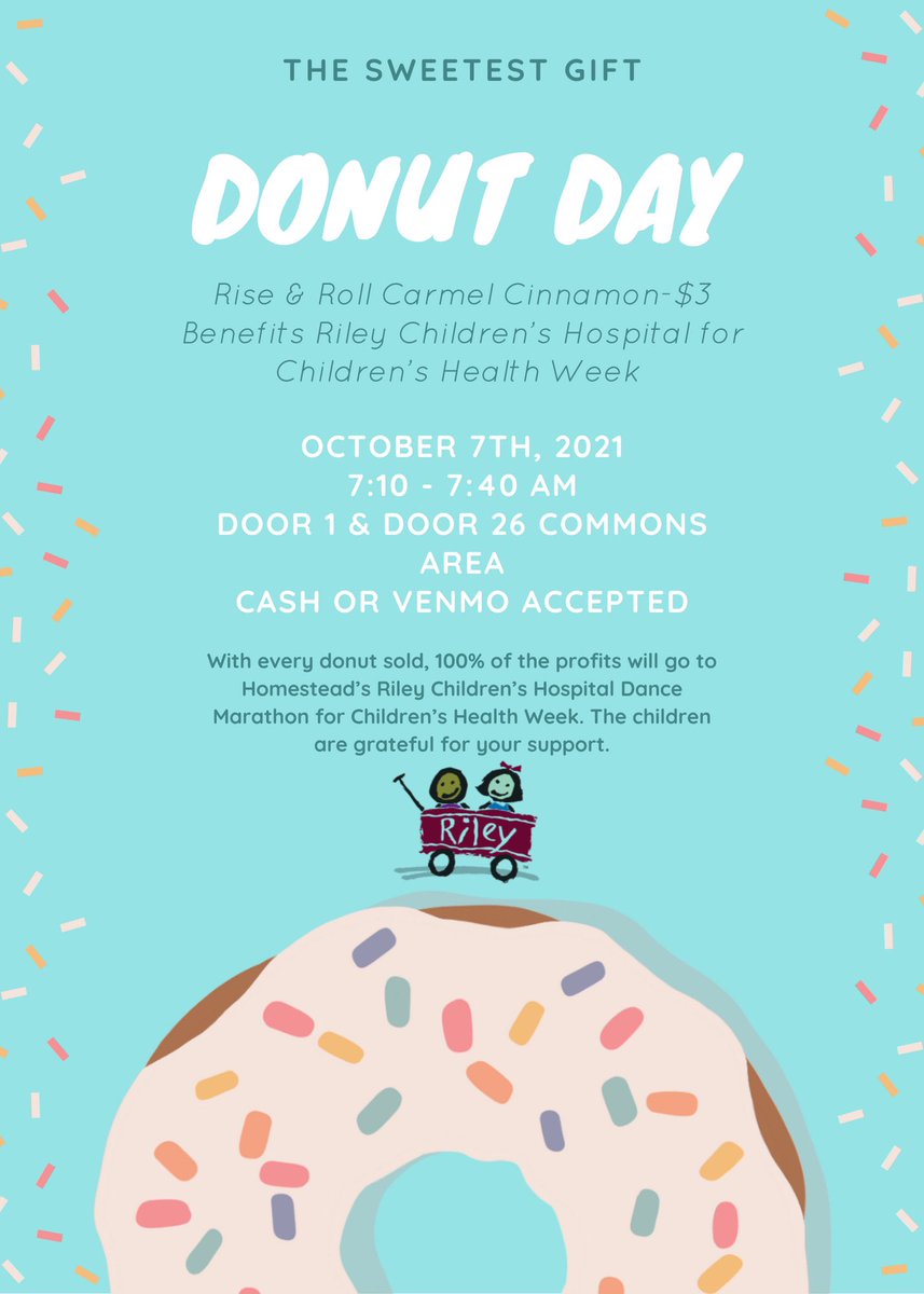 DONUT DAY is tomorrow Thursday, October 7th!! Stop by door 1 or 26 commons areas for some Rise &amp; Roll Carmel Cinnamon Donuts. Only $3 a donut or $5 for 2 donuts.🤍🍩