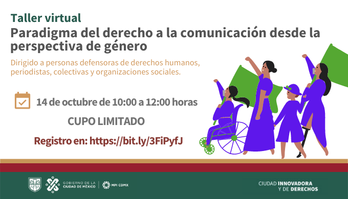 Súmate a este taller virtual para conocer el marco jurídico en materia de comunicación y género vigente en nuestro país, como una herramienta indispensable en el ejercicio periodístico y de la defensa de los derechos humanos.

🗓 14 de octubre ⏰10 am 
✅ bit.ly/3FiPyfJ