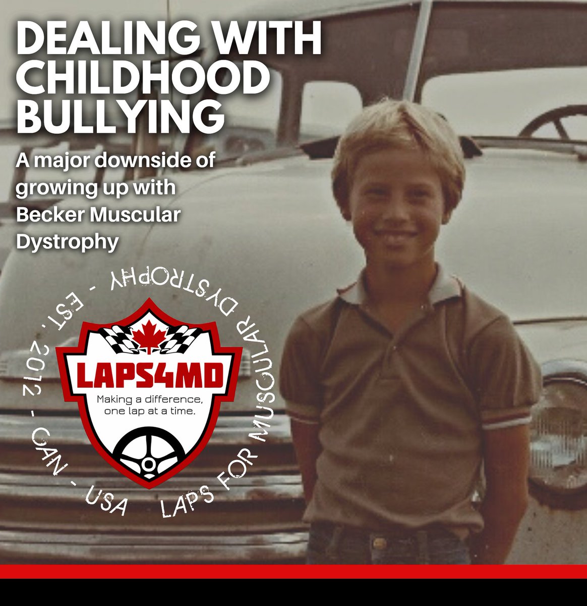 LAPS4MD's tweet photo. My childhood with Becker Muscular Dystrophy was made more difficult due to relentless bullying. Read at https://t.co/pOdbq0Osy7 Sharing in support of #BeckerMDweek 💚 #TeamLAPS4MD 💪🏁 https://t.co/KoG2EqiALT