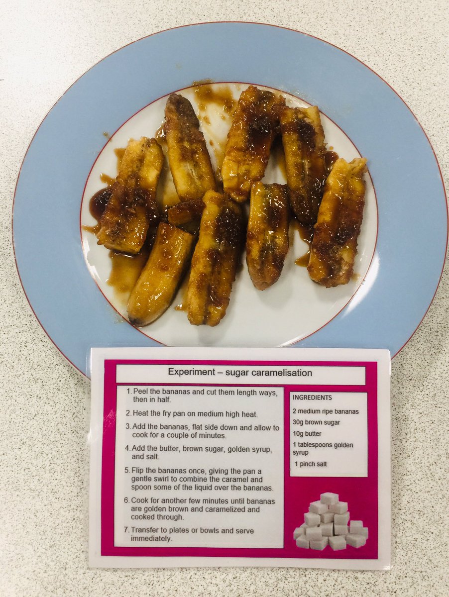 griffin_he's tweet photo. Today’s HFT lesson on functional properties of sugar, some caramelised bananas, banana and toffee sauce, caramelised onions with oatcakes and cheese and yummy tablet 😋 @FoodTextiles @LargsAcademy #foodscience https://t.co/12Uitdl6Mk