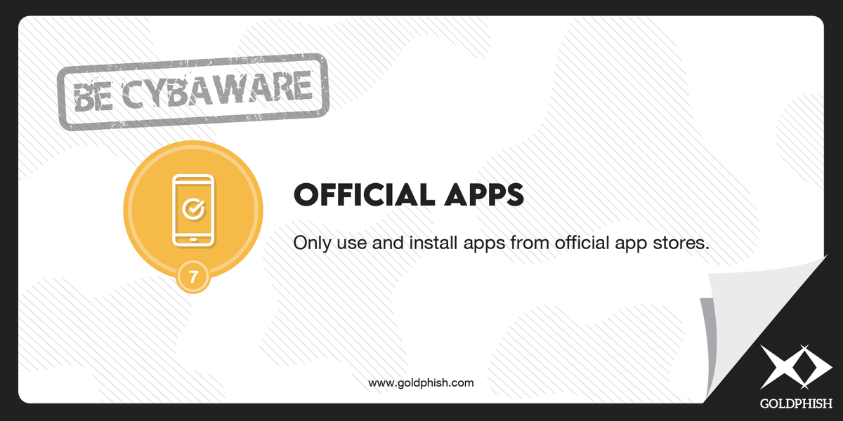 GoldPhishCyber's tweet photo. Ensure your apps are legitimate by navigating to an official #App Store, search for what you want and download it there. 
.
Do not use search engines or a link from someone you barely know - it may not lead to a legitimate source! 
.
#cybersecurityawarenessmonth #CSAM https://t.co/K3pFZFCujq