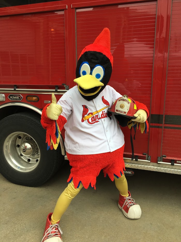 clayton_fd_32's tweet photo. We would like to wish our old friend @TeamFredbird &amp; the rest of the @Cardinals luck in tonight's MLB wildcard game.  Win or lose your never give up attitude, your winning tradition, and your commitment to the community make us proud to be a part of #CardinalNation https://t.co/oDvQZ4D52e