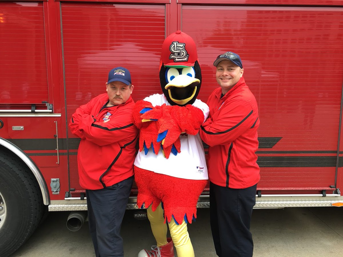 clayton_fd_32's tweet photo. We would like to wish our old friend @TeamFredbird &amp; the rest of the @Cardinals luck in tonight's MLB wildcard game.  Win or lose your never give up attitude, your winning tradition, and your commitment to the community make us proud to be a part of #CardinalNation https://t.co/oDvQZ4D52e
