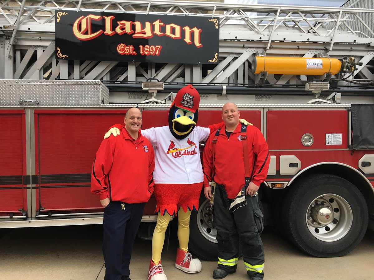 clayton_fd_32's tweet photo. We would like to wish our old friend @TeamFredbird &amp; the rest of the @Cardinals luck in tonight's MLB wildcard game.  Win or lose your never give up attitude, your winning tradition, and your commitment to the community make us proud to be a part of #CardinalNation https://t.co/oDvQZ4D52e