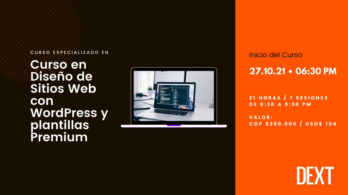 dextco's tweet photo. 💯 Traemos más de nuestra experiencia a nuestros cursos.
Nuevas fechas📅 de cursos, para que potencialices tus habilidades en herramientas digitales.
.
Más información de nuestra escuela y nuestros cursos  📧 hola@dext.com.co
📲 311 396 9862

#desarrolloweb  #Publicidad #uxdesign https://t.co/U8baph69A4