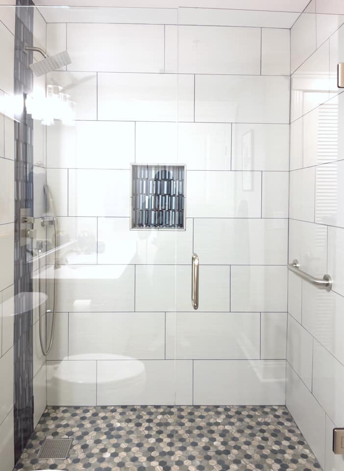 TranquilDesign2's tweet photo. Work it Wednesday! 
This bathroom renovation turned out great! The client's one wish was to have blue tiles anywhere. #bathroomrenovation #ncinteriordesigner #tranquildesignsllc  
Photography- John Brown https://t.co/SPrDNdu3v6