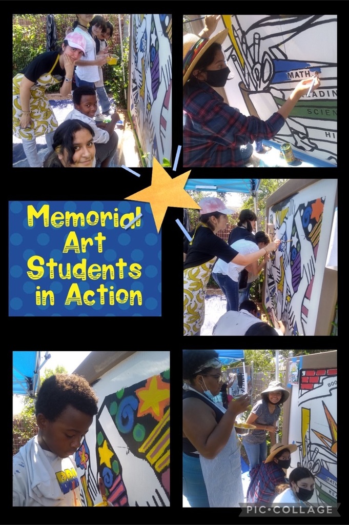 Memorial HS Art Students assisting in today’s community art mural project in McAllen. Great job!