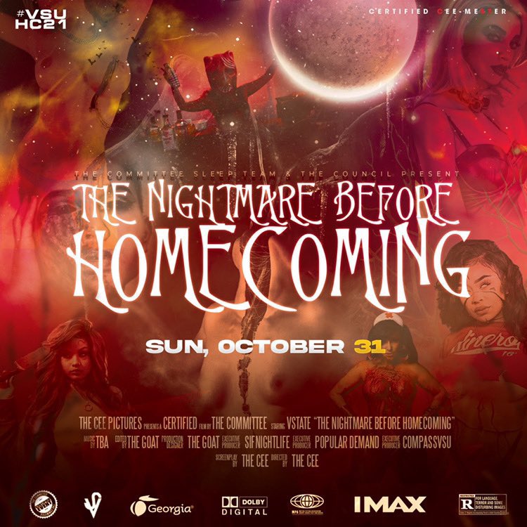 darkskingawdess's tweet photo. THE LINE UP ❗️You DON’T wanna miss out 😮💨
#THECEEEEEEEEEEEEEEEEEE
#VSUHC2k21
#TheNightmareBeforeHomecoming
#TotalIntoxication
#FreakNik
Sounds By : @_DJSlimB 😮💨😮💨😮💨 https://t.co/uocPDADums
