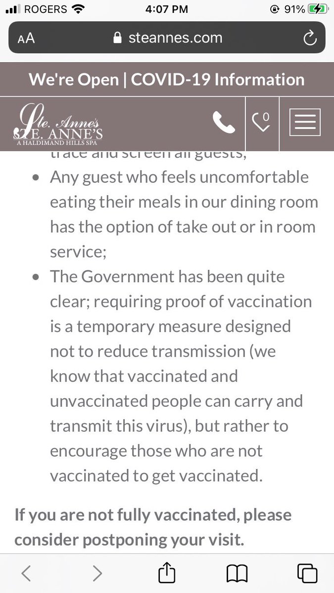 CCM (@caleslc) on Twitter photo For anyone interested in a relaxing spa getaway please cross <a href="/steannesspa/">Ste. Anne's Spa</a> off your list. They shockingly don’t require vaccination for indoor dining or their staff. Their website is thinly veiled anti vax sentiment. So sad to have to cancel an upcoming visit. For anyone interested in a relaxing spa getaway please cross <a href="/steannesspa/">Ste. Anne's Spa</a> off your list. They shockingly don’t require vaccination for indoor dining or their staff. Their website is thinly veiled anti vax sentiment. So sad to have to cancel an upcoming visit.