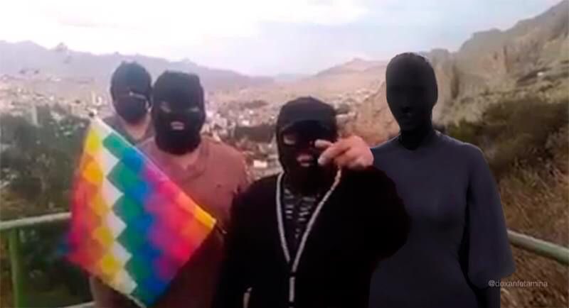 Clousiane's tweet photo. Los defensores de la wiphala deberían estar protestando o denunciando a estos terroristas que la usan como su símbolo. ¿Acaso la wiphala no era o es un símbolo que hace referencia a la igualdad y unión ? 
No veo que nadie esté molesto o se manifieste, en fin LA HIPOCRESÍA. https://t.co/E68NcRmdmv