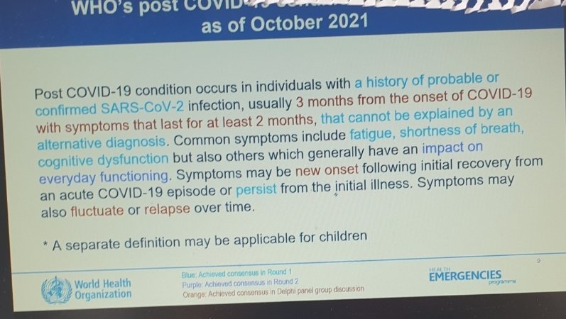 The new case definition of long covid released by the WHO today..#WHO #longcovid.