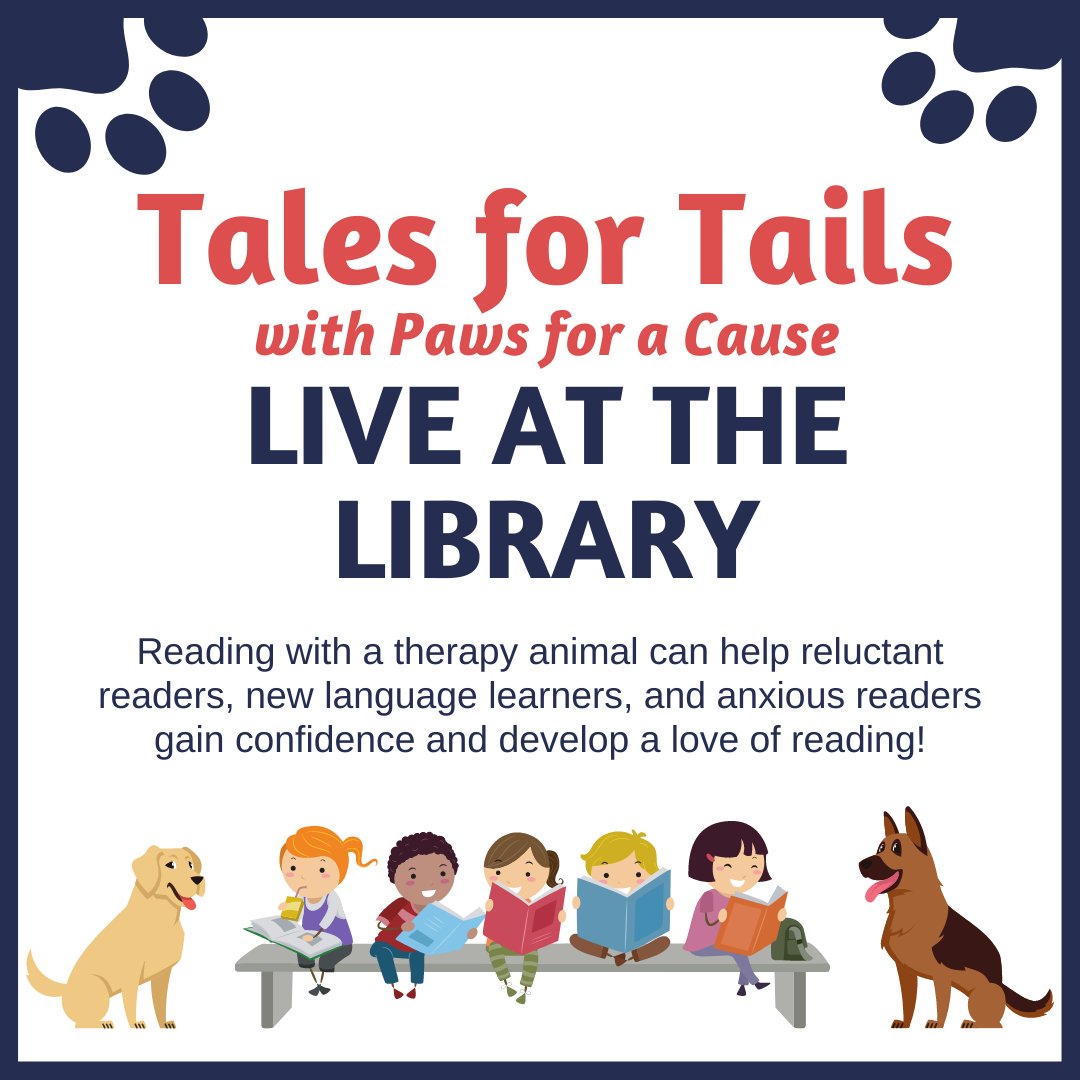 TheFieldLibrary's tweet photo. REMINDER! Children in first grade and up are invited to join us next Tuesday, October 19th at 4PM to read to a specially trained dog! Sign up now by visiting the Children's Room or calling us at 914-737-0847. #KidsProgram #PawsWithACause #Reading https://t.co/bG6du4Oxny