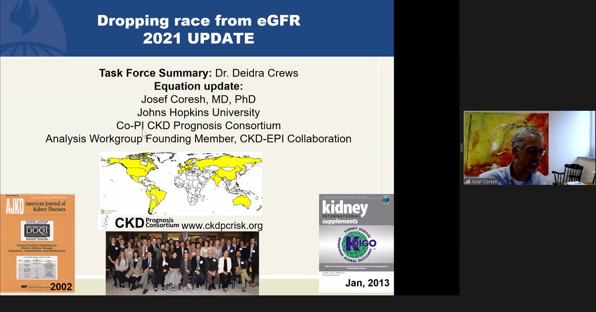meg21212's tweet photo. And now @JoeCoresh in #RenalDiseaseInterestGroup #RDIG covering the two NEJM papers released September 23... "Estimating GFR without race"
@JohnsHopkinsSPH @JHUWelchCenter https://t.co/oRAjiEptTM