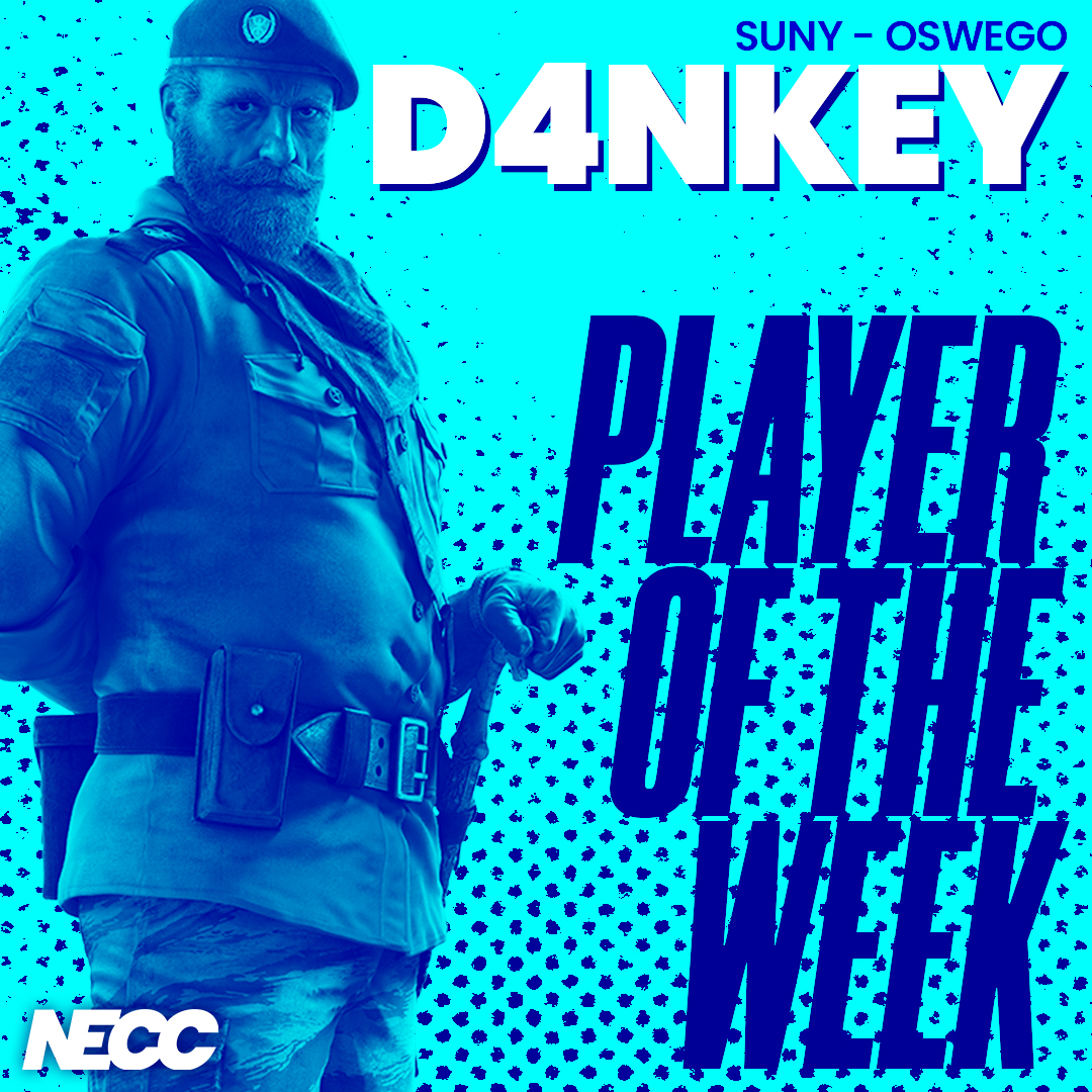 𝗡𝗘𝗖𝗖 𝗣𝗹𝗮𝘆𝗲𝗿 𝗼𝗳 𝘁𝗵𝗲 𝗪𝗲𝗲𝗸🎖

Congrats to the <a href="/OswegoEsports/">Oswego Esports Association</a> standout on the award 

"D4nkey was a TRUE flex player...Not only was he able to play all of these rolls, but on map one he was able to find a fair amount of kills as well"
🗣<a href="/FellowTheCaster/">Fellow</a>