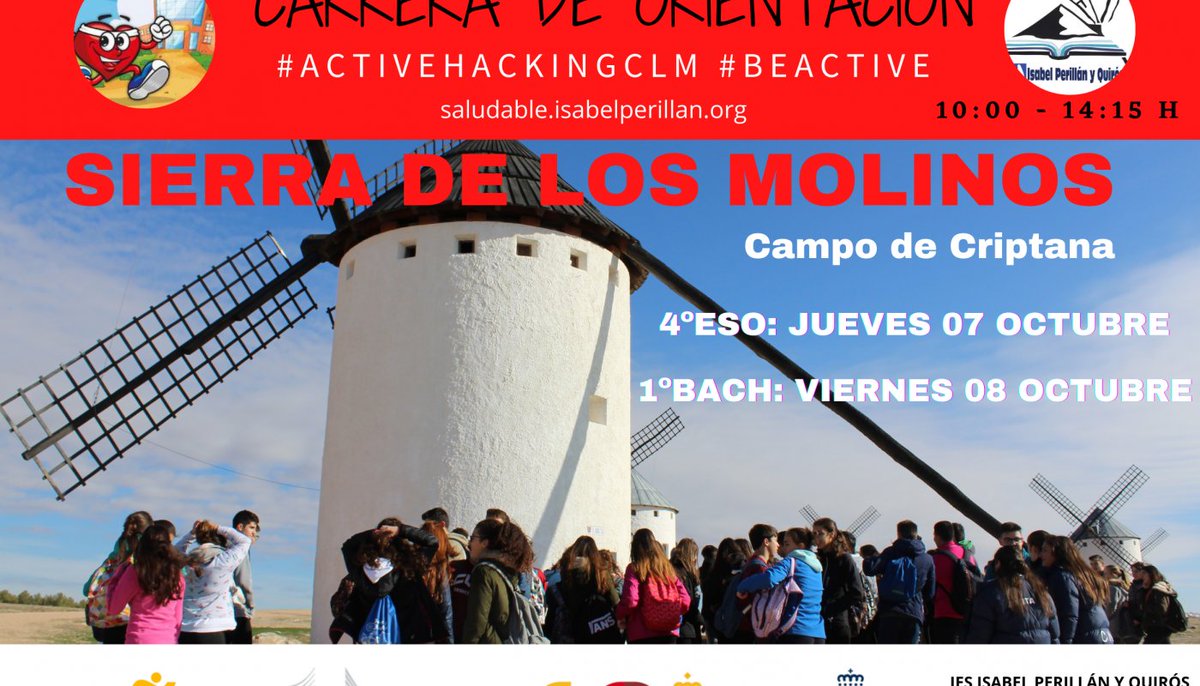 IESPerillan's tweet photo. Jueves 7 y viernes 8 octubre, alumnos de 4ESO y 1Bach participan en nuestra ya tradicional #carreradeorientación https://t.co/KuwFXDEutU #activehackingclm #perillansaludable #campodecriptana https://t.co/LTEenL6YTh