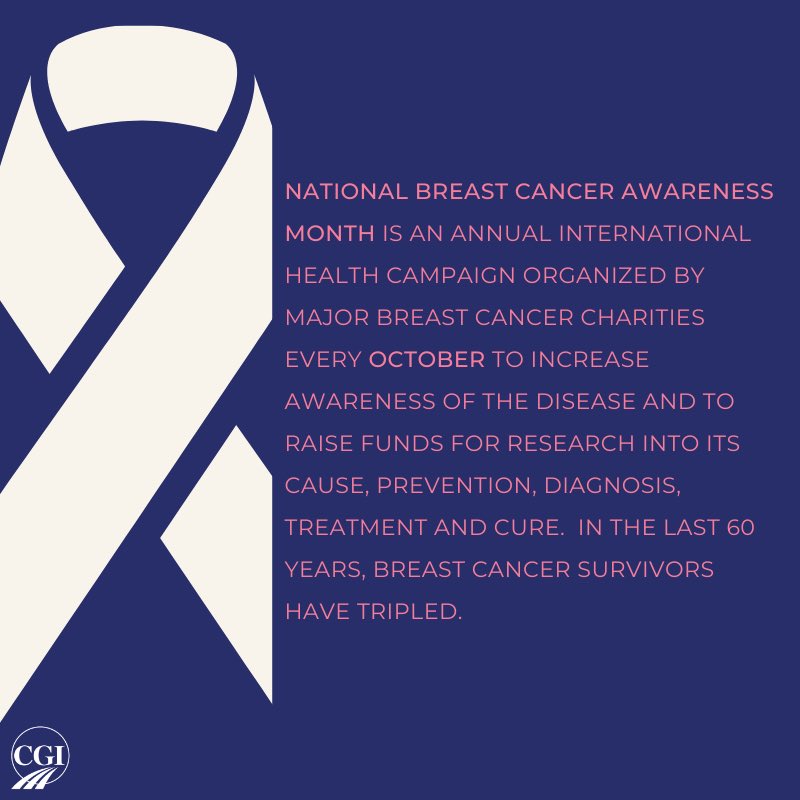 At CGI, we are reaffirming our commitments to spread awareness during #BreastCancerAwarenessMonth. We stand in solidarity with the women and men who are currently dealing with the battle of breast cancer, the survivors, and honoring those who lost their life during their battle.