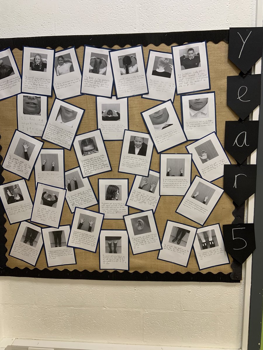 ClassHeather's tweet photo. Mrs Blease has been busy putting up our whole class display in the hall. The display recognises each of our favourite bodies parts, which enable us to appreciate ourselves and the world around us! They look amazing! Great jobs, guys👏🏻👊🏻🌎 https://t.co/WGanJ7JQ9s