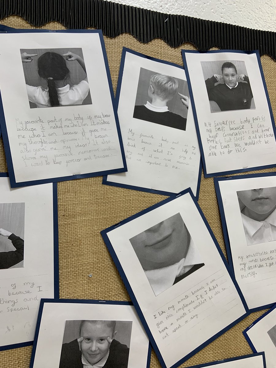 ClassHeather's tweet photo. Mrs Blease has been busy putting up our whole class display in the hall. The display recognises each of our favourite bodies parts, which enable us to appreciate ourselves and the world around us! They look amazing! Great jobs, guys👏🏻👊🏻🌎 https://t.co/WGanJ7JQ9s