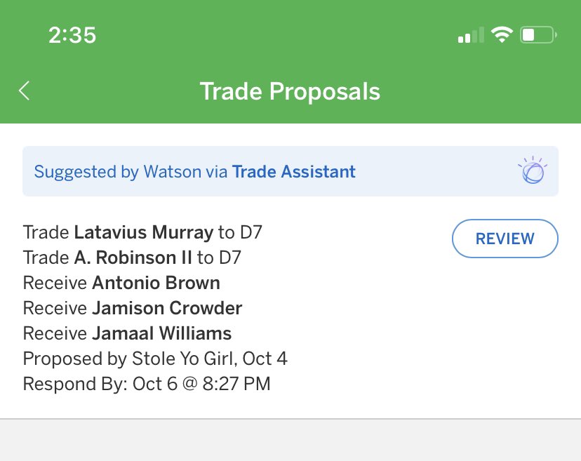 soleyblaxican's tweet photo. @justinboone should I accept this trade? Below is the trade an my team for .5 PPR https://t.co/KKaAA058yY