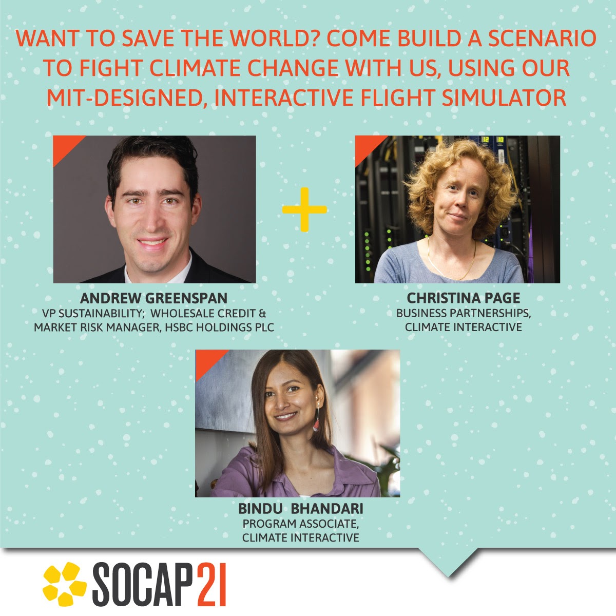 climateinteract's tweet image. Join @greenumerations, @Bindu_Bhandari, &amp;amp; Andrew Greenspan at the @SOCAPmarkets #SOCAP21 conference, where they'll be running a special session of the #EnROADS Climate Workshop. Register today!
 
socapglobal.com/agenda-session…