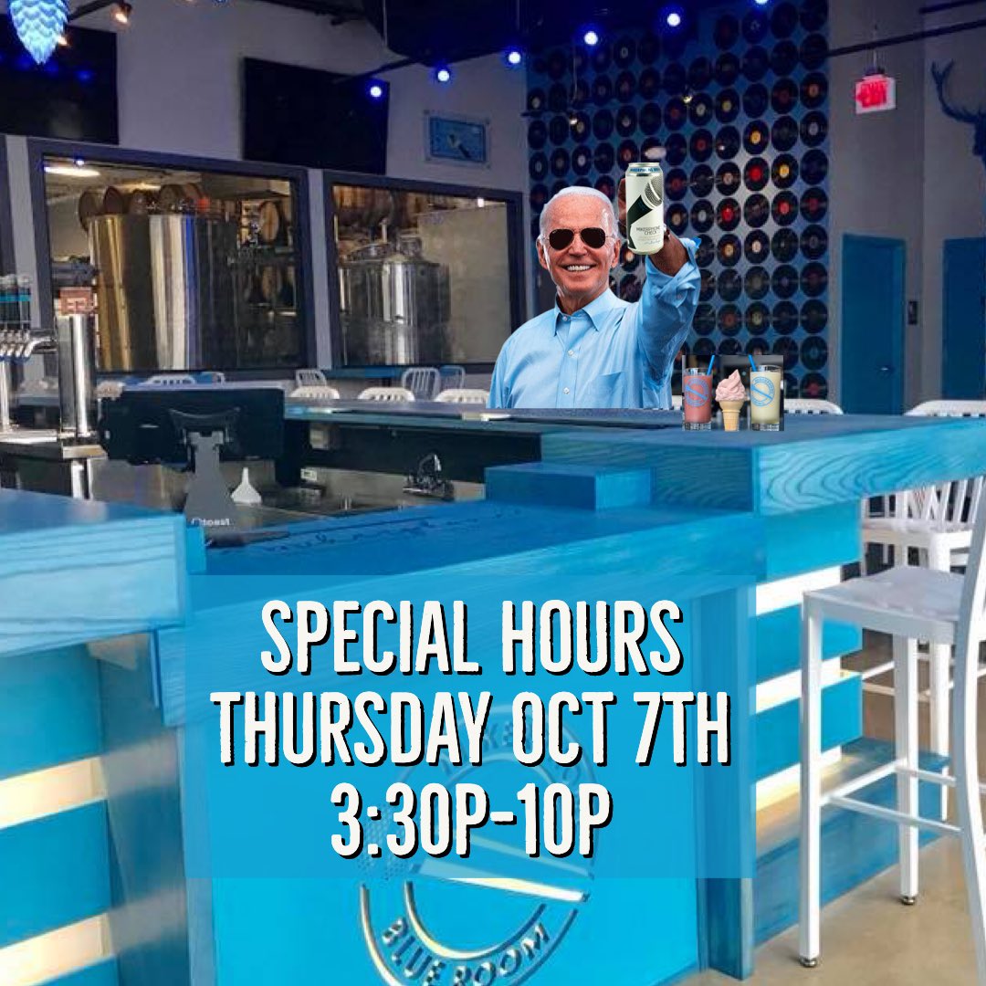 Apparently President Biden is swinging through Elk Grove Village tomorrow &amp; quite a few roads will be closed down. So, we plan on adjusting our hours to 3:30p-10p. Do you think <a href="/POTUS/">President Donald J. Trump</a> will stop for some beer ice cream at Mikerphone?